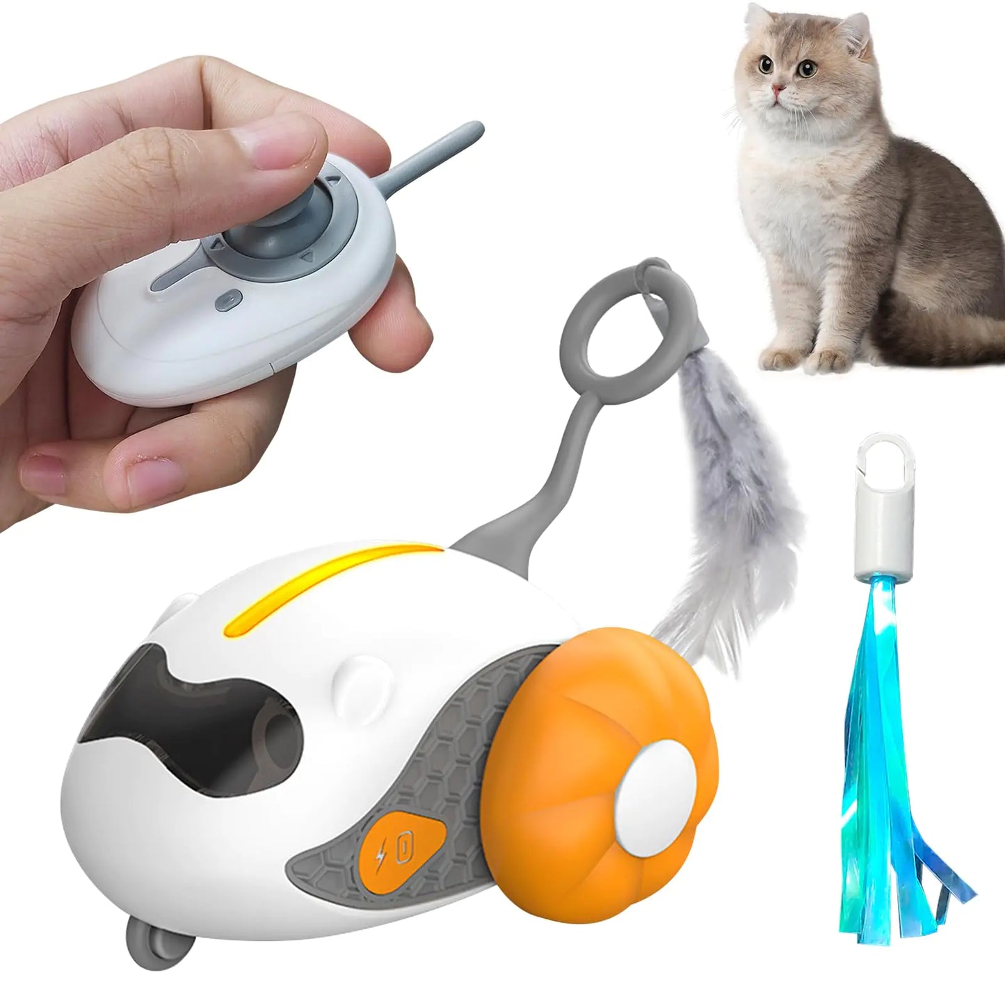 SmartPlay Cat Remote Control Toy with Feather