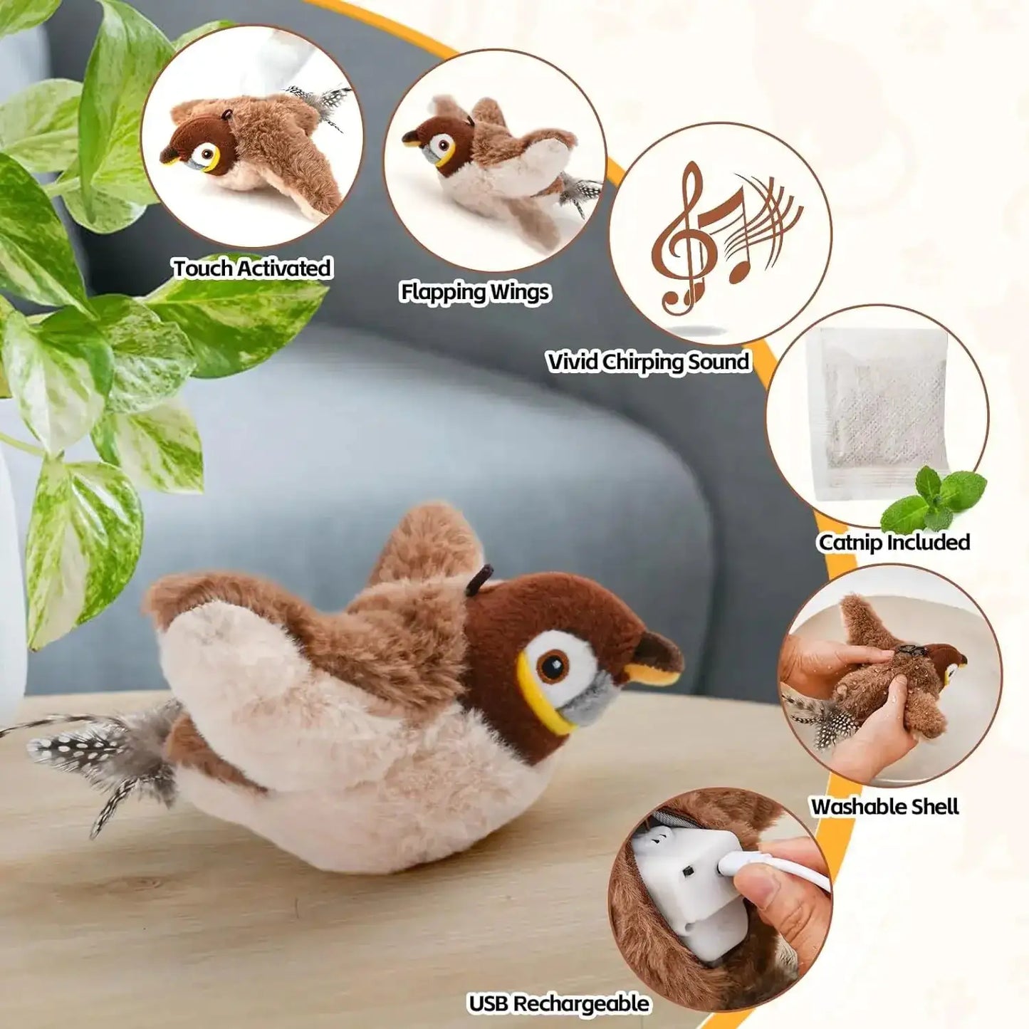 Pounce & Play Bird Toy for Cats
