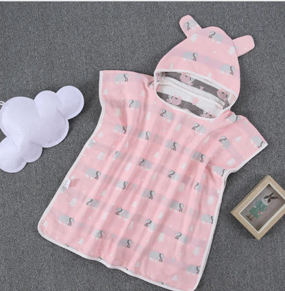 Cotton Baby Bath Towel with Hooded Cape