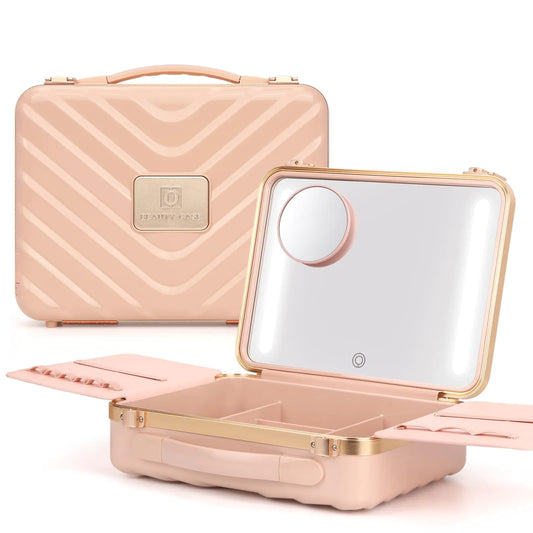 GlowCase LED Makeup Organizer with Mirror for Travel