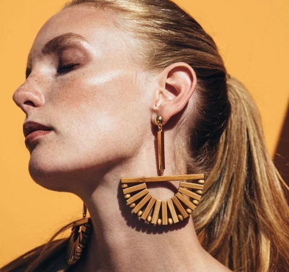 Handcrafted Gold Bamboo Earrings