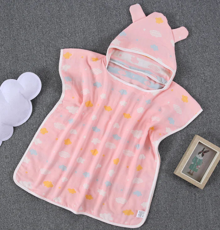 Cotton Baby Bath Towel with Hooded Cape