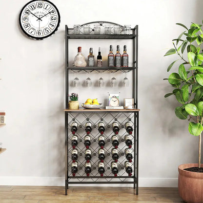 Tall Wine Bottle Stand with Wine Glass Holders