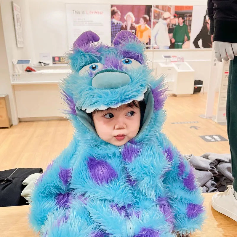Cute Sully Monster Toddler Jumpsuit with Hood & Zipper