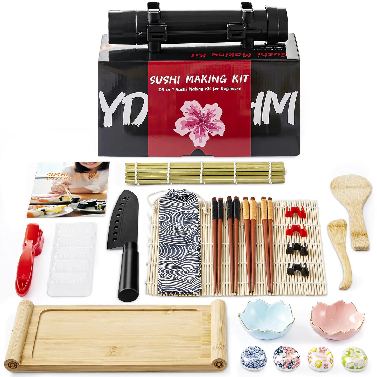 Deluxe Sushi Maker Kit 25-Piece with Bamboo Roller