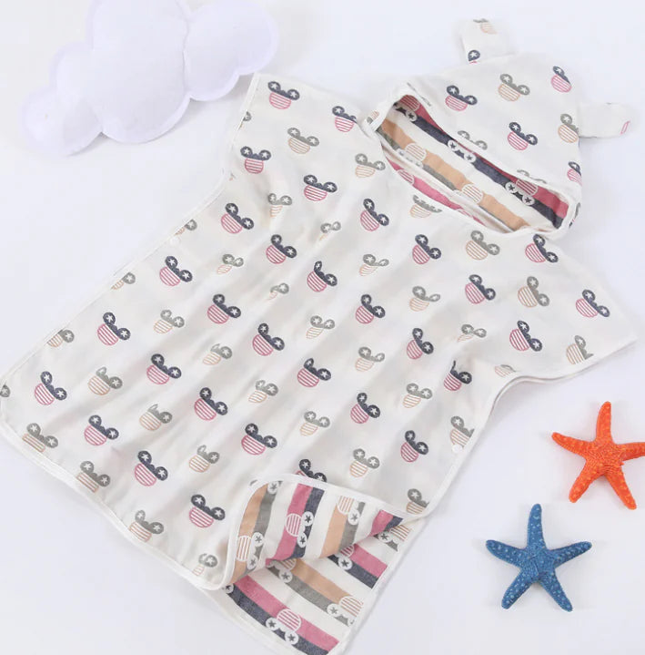 Cotton Baby Bath Towel with Hooded Cape