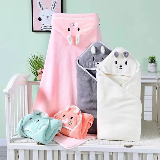 CuddleSoft Bunny & Bear Baby Wrap Towel