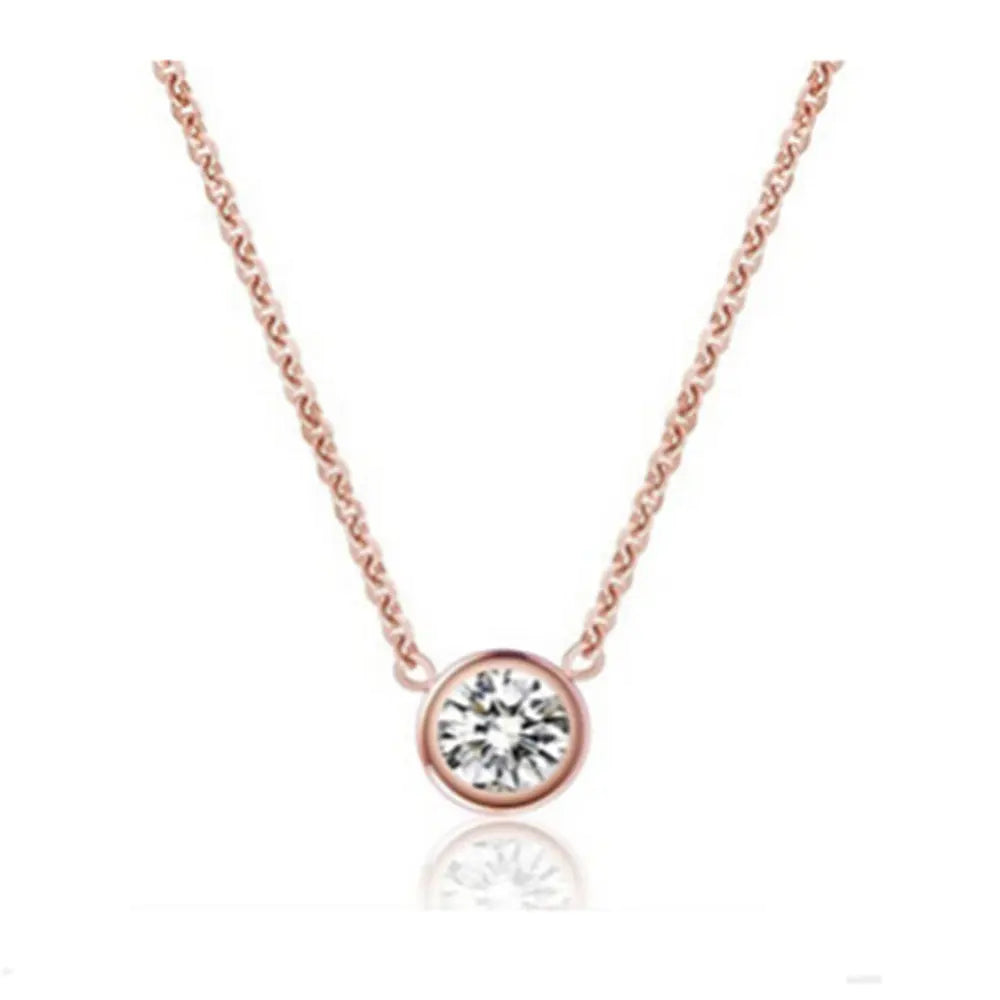 Korean Style Pendant Necklace with Simple Diamond Design