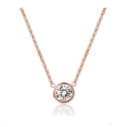 Korean Style Pendant Necklace with Simple Diamond Design