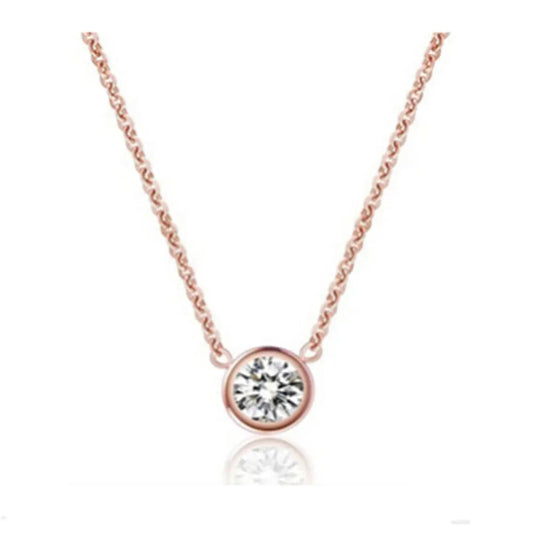 Korean Style Pendant Necklace with Simple Diamond Design