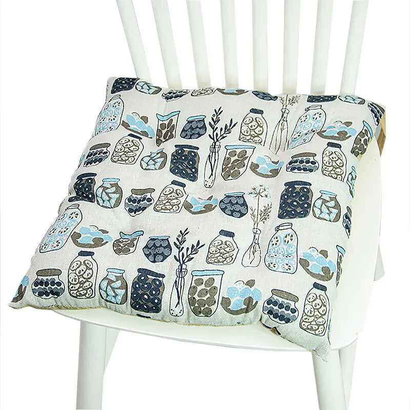 Chair Cushion for Bay Window - Printed Polyester Linen