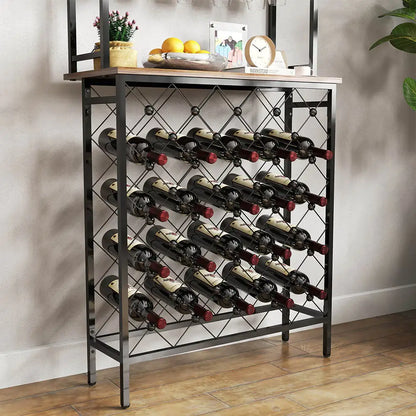 Tall Wine Bottle Stand with Wine Glass Holders