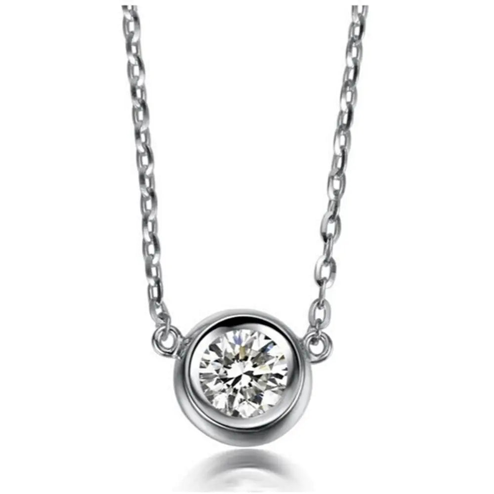 Korean Style Pendant Necklace with Simple Diamond Design