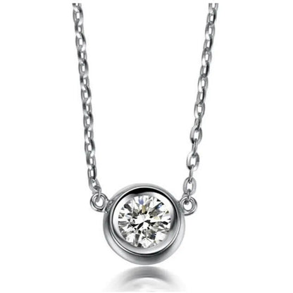 Korean Style Pendant Necklace with Simple Diamond Design