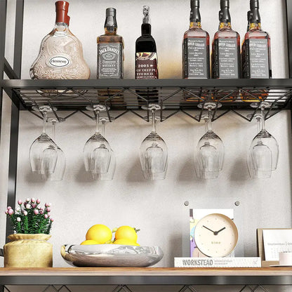 Tall Wine Bottle Stand with Wine Glass Holders