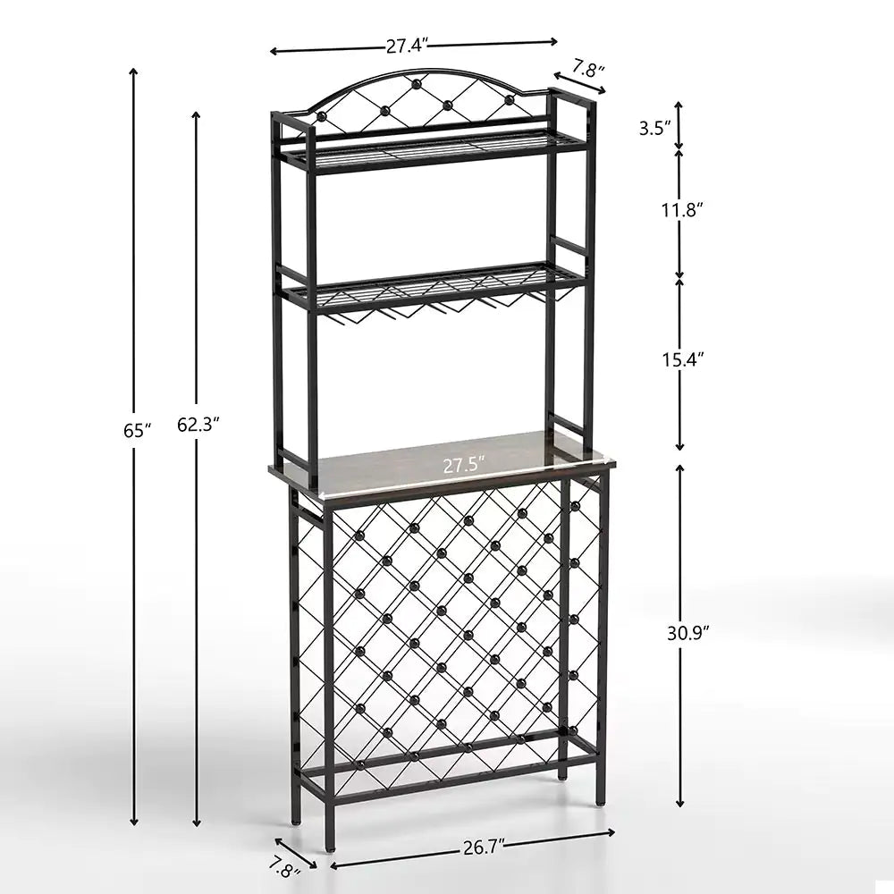 Tall Wine Bottle Stand with Wine Glass Holders