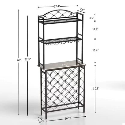 Tall Wine Bottle Stand with Wine Glass Holders