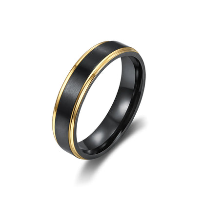Men's Titanium Steel Brushed Black & Gold Ring