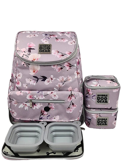 Dog Travel Backpack Set - Floral (13"x7"x16")