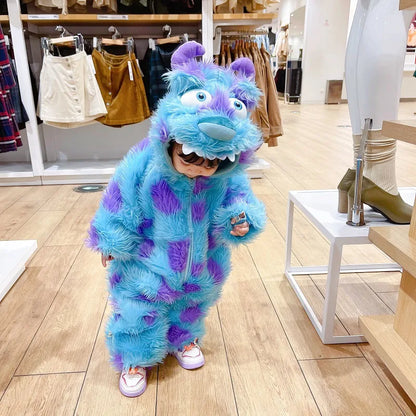 Cute Sully Monster Toddler Jumpsuit with Hood & Zipper