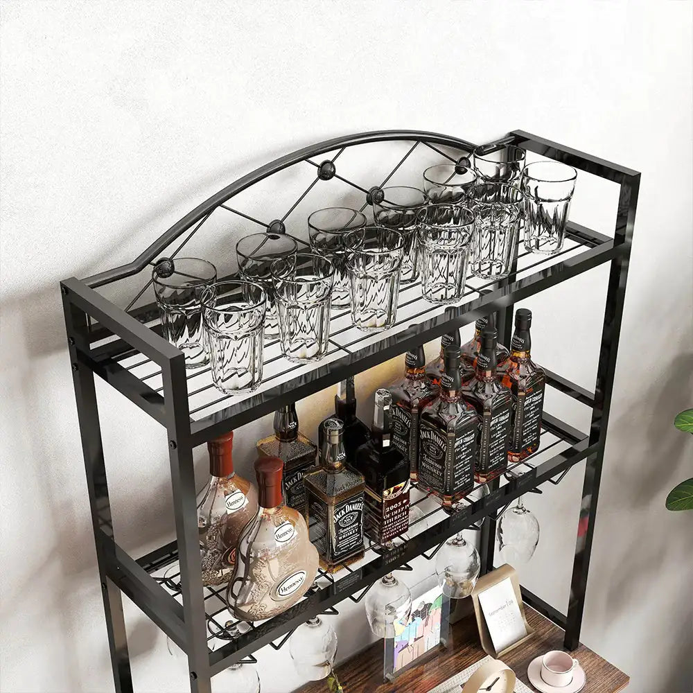 Tall Wine Bottle Stand with Wine Glass Holders