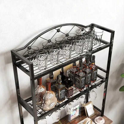 Tall Wine Bottle Stand with Wine Glass Holders