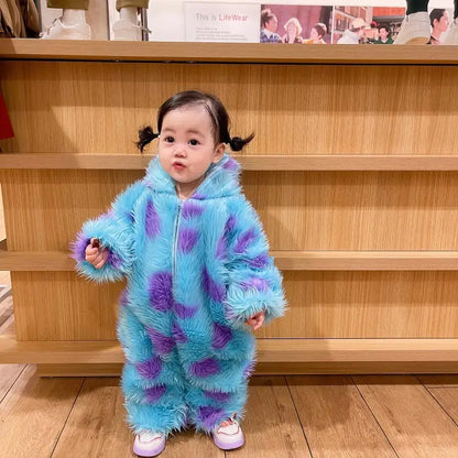 Cute Sully Monster Toddler Jumpsuit with Hood & Zipper