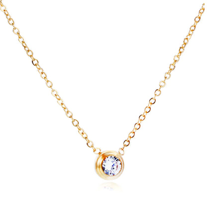 Korean Style Pendant Necklace with Simple Diamond Design